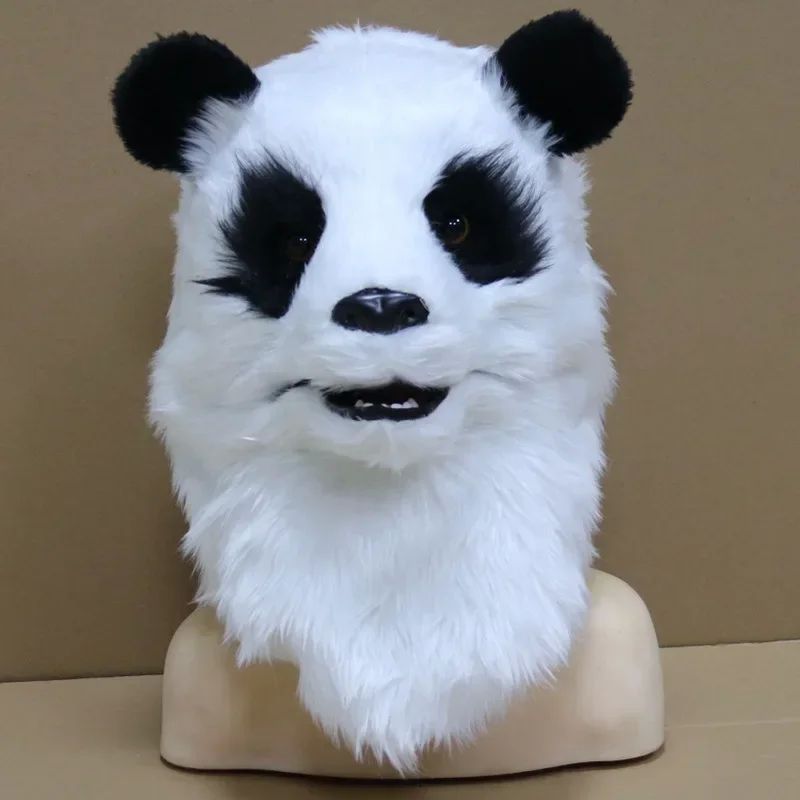 New Plush Glowing Panda Head Cover Halloween Animal Mask Cos