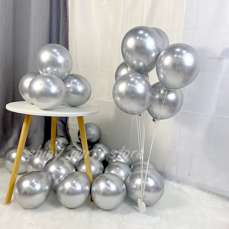 20/50/100pcs Metallic Balloons Metal Chrome Silver Grey Ball