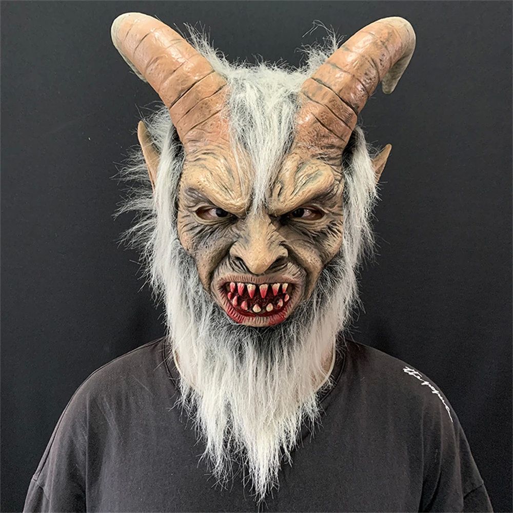 Men's Krampus Demon Mask Movie Cosplay Sheep's Horn Devil He