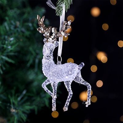 Acrylic Reindeer Snowflake Christmas Ornaments with Gold Seq