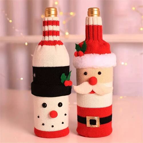 1Pcs Fabric Holiday Ornament Christmas Wine Bottle Set with