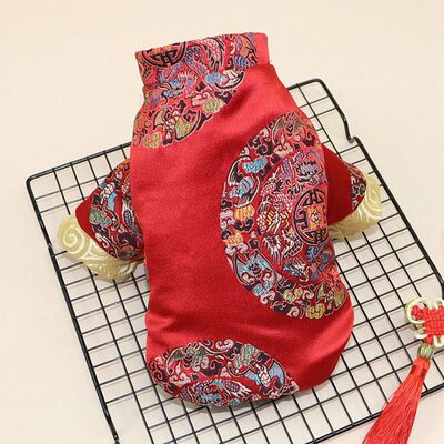 Pet Clothes Chinese New Year Dog Tang Suit For Dogs Cheongsa