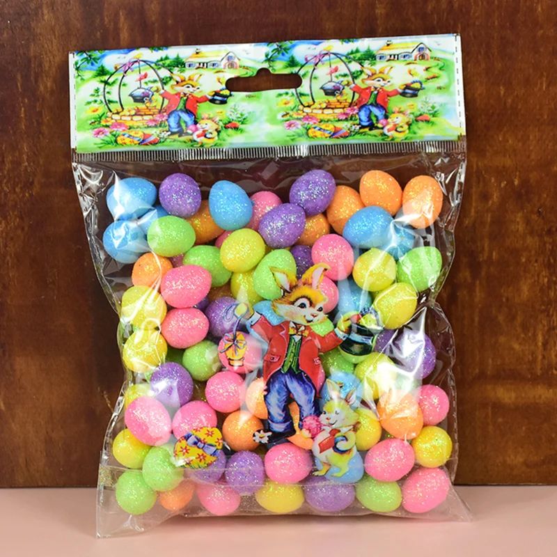80pcs Colorful Foam Easter Eggs Mini Artificial Bird Pigeon