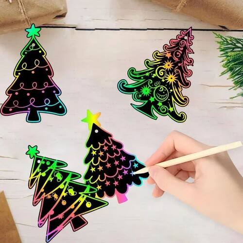Christmas Scratch Painting DIY Cartoon Santa Claus Snowflake