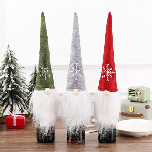 Gnome Christmas Wine Bottle Cover Merry Christmas Decoration