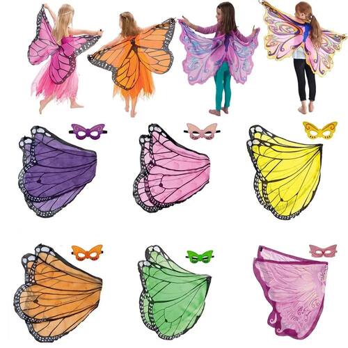 Fashion Chiffon Butterfly Wings Cape Mask Performance Elf An