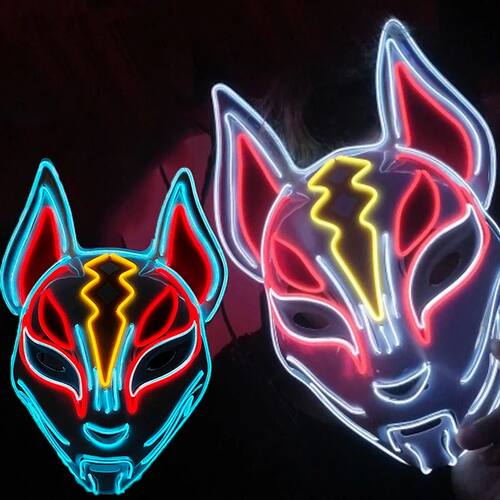 Colorful Neon EL Wire Mask LED Light up Mask Halloween Masqu