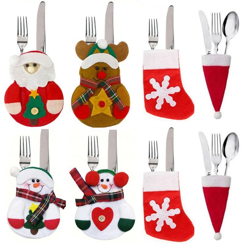 Christmas Knife Fork Holder Bag Christmas Decoration for Hom
