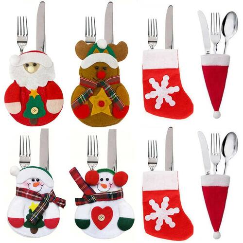 Christmas Knife Fork Holder Bag Christmas Decoration for Hom