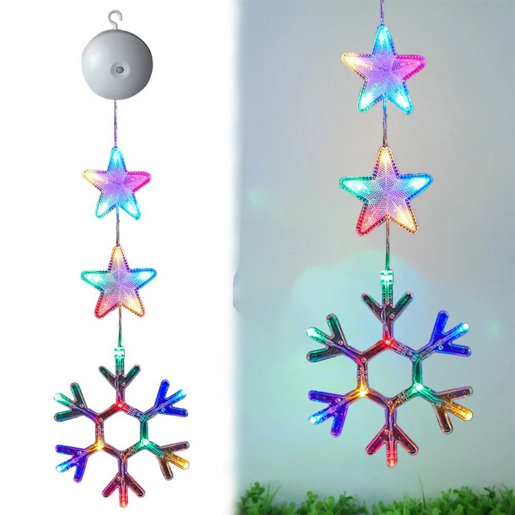 3 Pack Christmas Window Decoration Light with Suction Cup Li