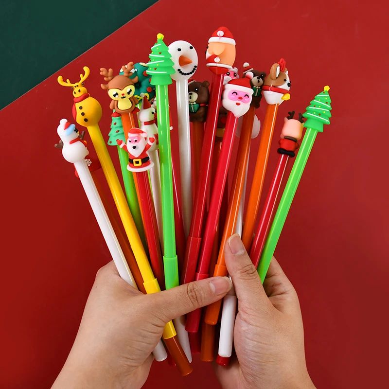 10/20Pcs Christmas Pens Cartoon Gel Ink Roller Ball Pen New