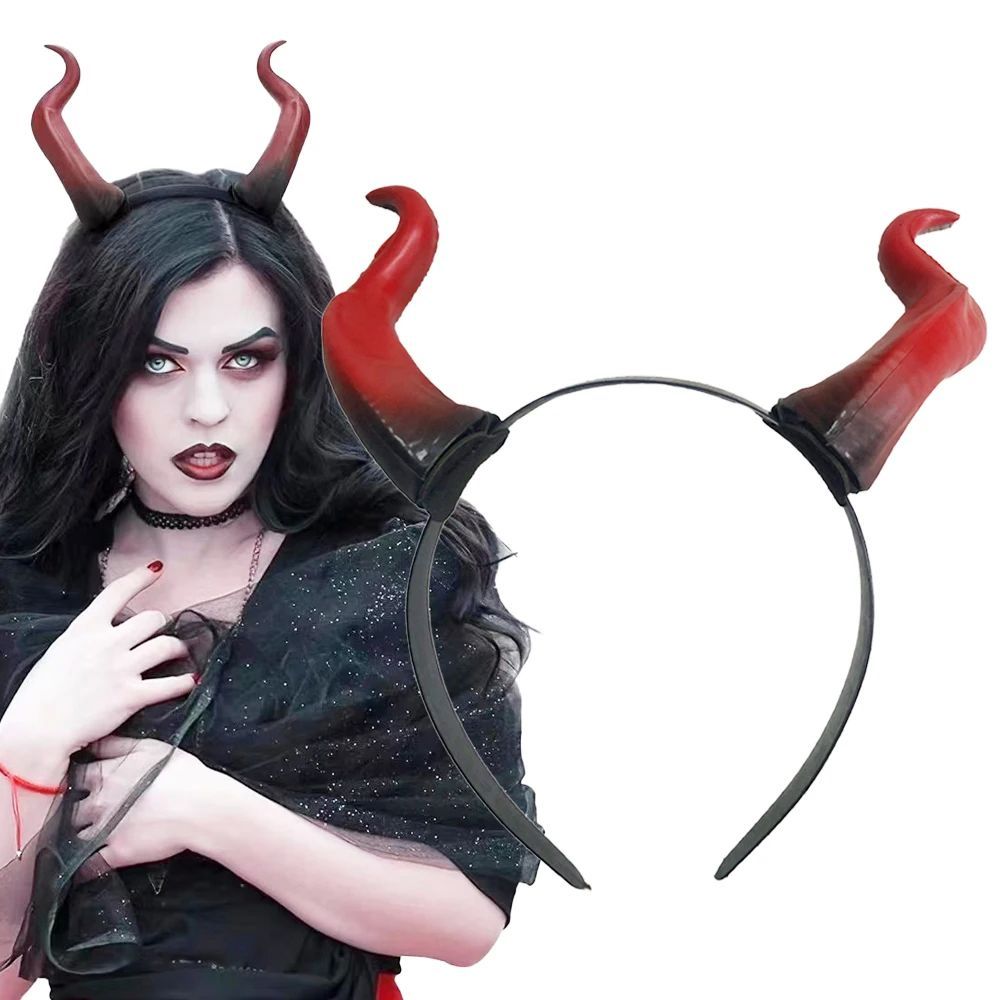 Red Devil Horn HeadPc Cosplay Black Queen Girls Gothic Anima
