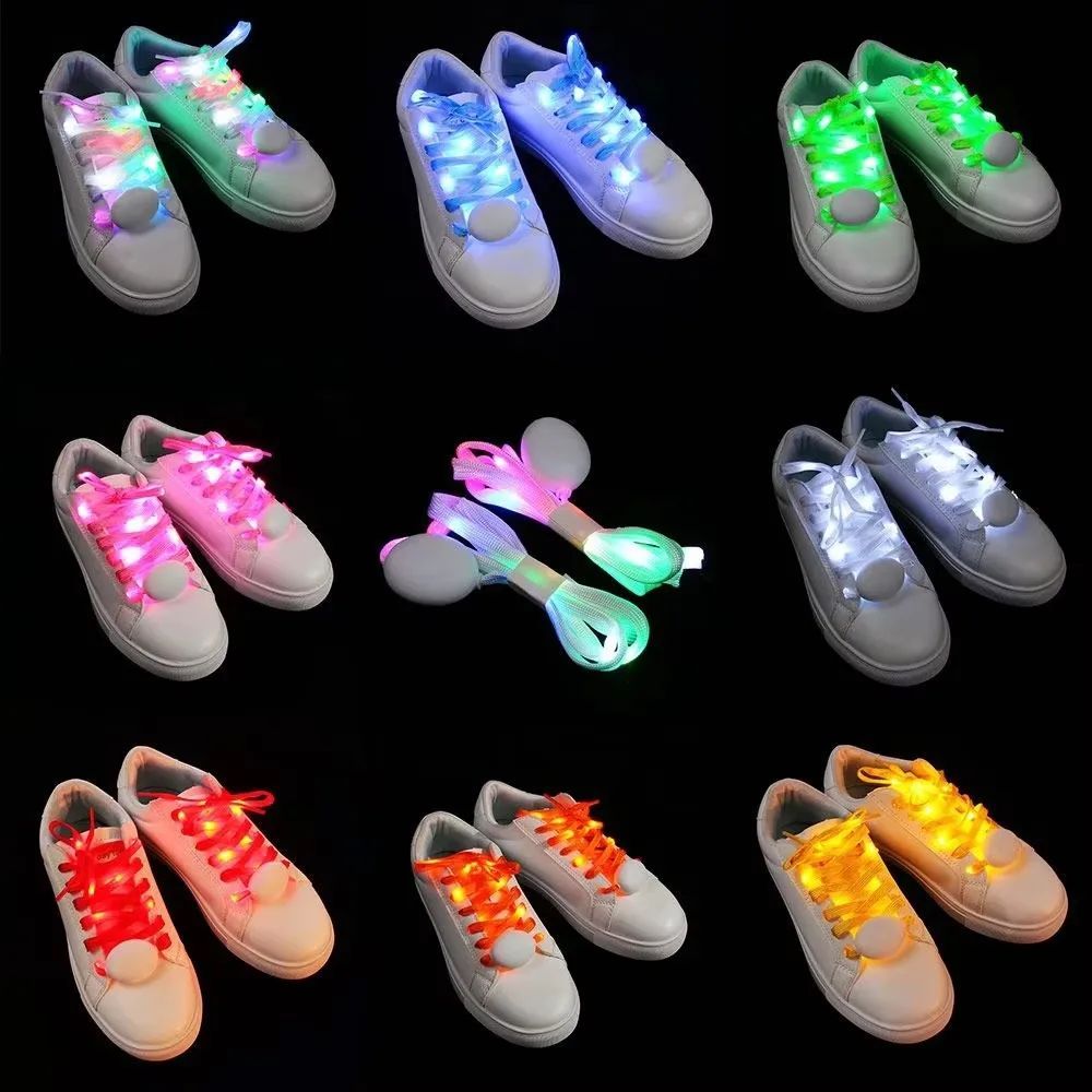 1 Pairs Light Up Shoe Laces Nylon LED Shoelaces Flashing LED