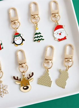 New Mixed Christmas Keychain Cute Santa Claus Deer Candy Pen