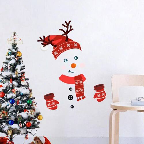 Christmas Snowman Expression Magnetic Refrigerator Sticker D