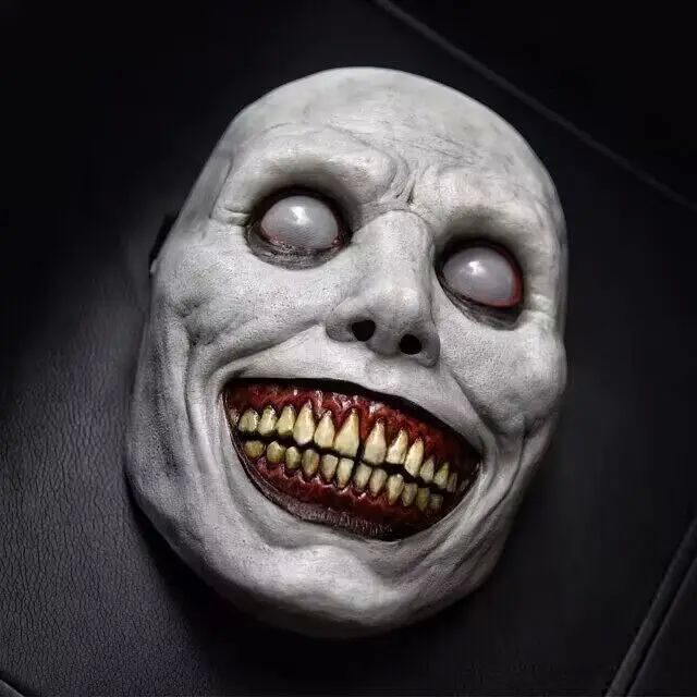 Scary Halloween Mask with White Eyes Evil Devil Mask Smiling