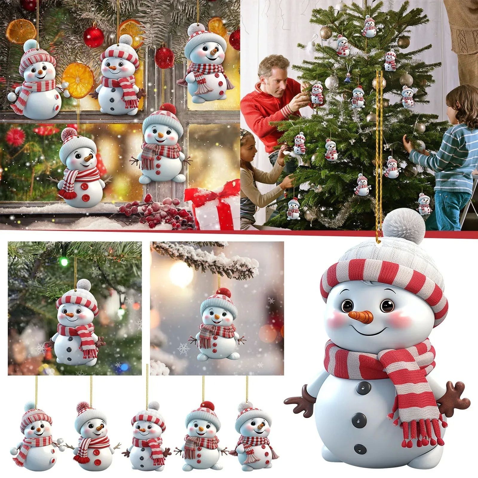 1/3/5Pcs Christmas Decoration Snowman Hanging Christmas Tree