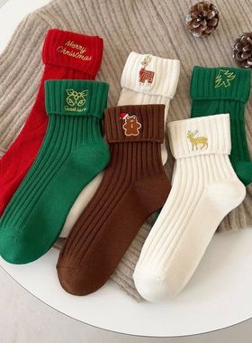 Christmas Women's Socks Autumn Winter Cute Mid-tube Socks Bi