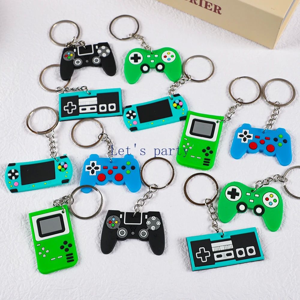 12Pcs Video Game Machine PVC Keychain Gamepad Theme Backpack