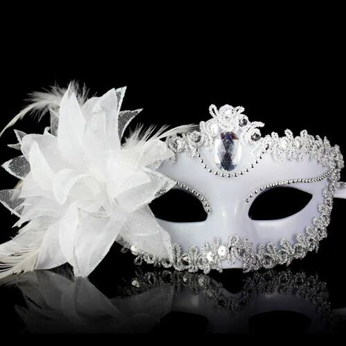 Diamond Venetian Mask Venice Feather Flower Wedding Carnival