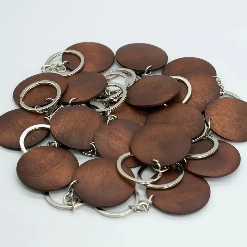 10Pcs DIY Wood Keychain Pendant Durable Wood Keyring Pendant