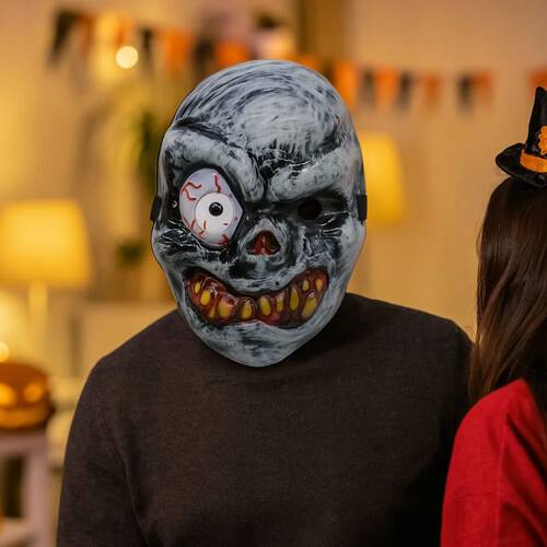 Full Face Halloween Ghost Mask One Eyed PVC Scary Ghost Head