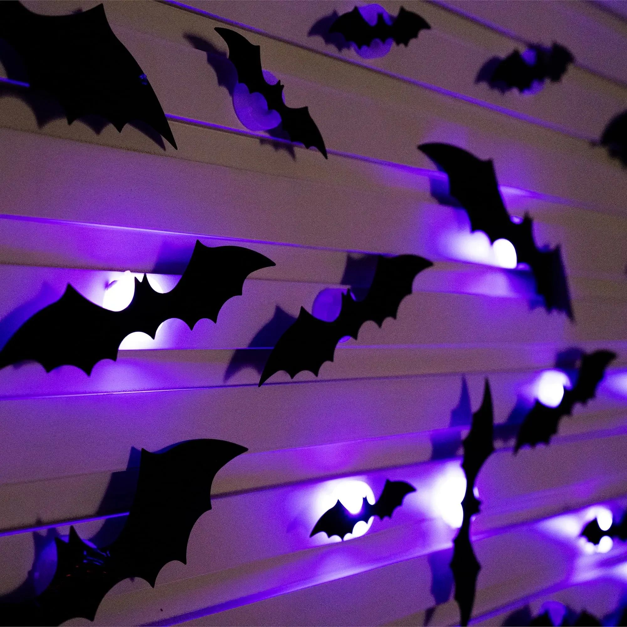 Halloween LED Bats Light Wall Decor,Realistic PVC 3D Bats St
