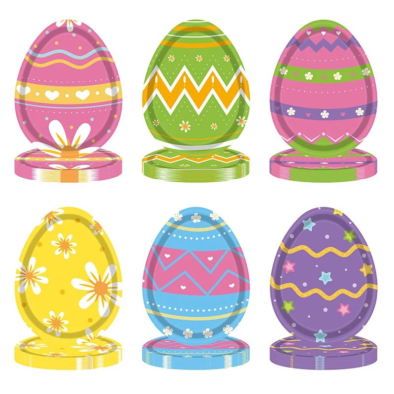 8pcs/set Easter Egg Shape Plate Easter Bunny Easter Decorati