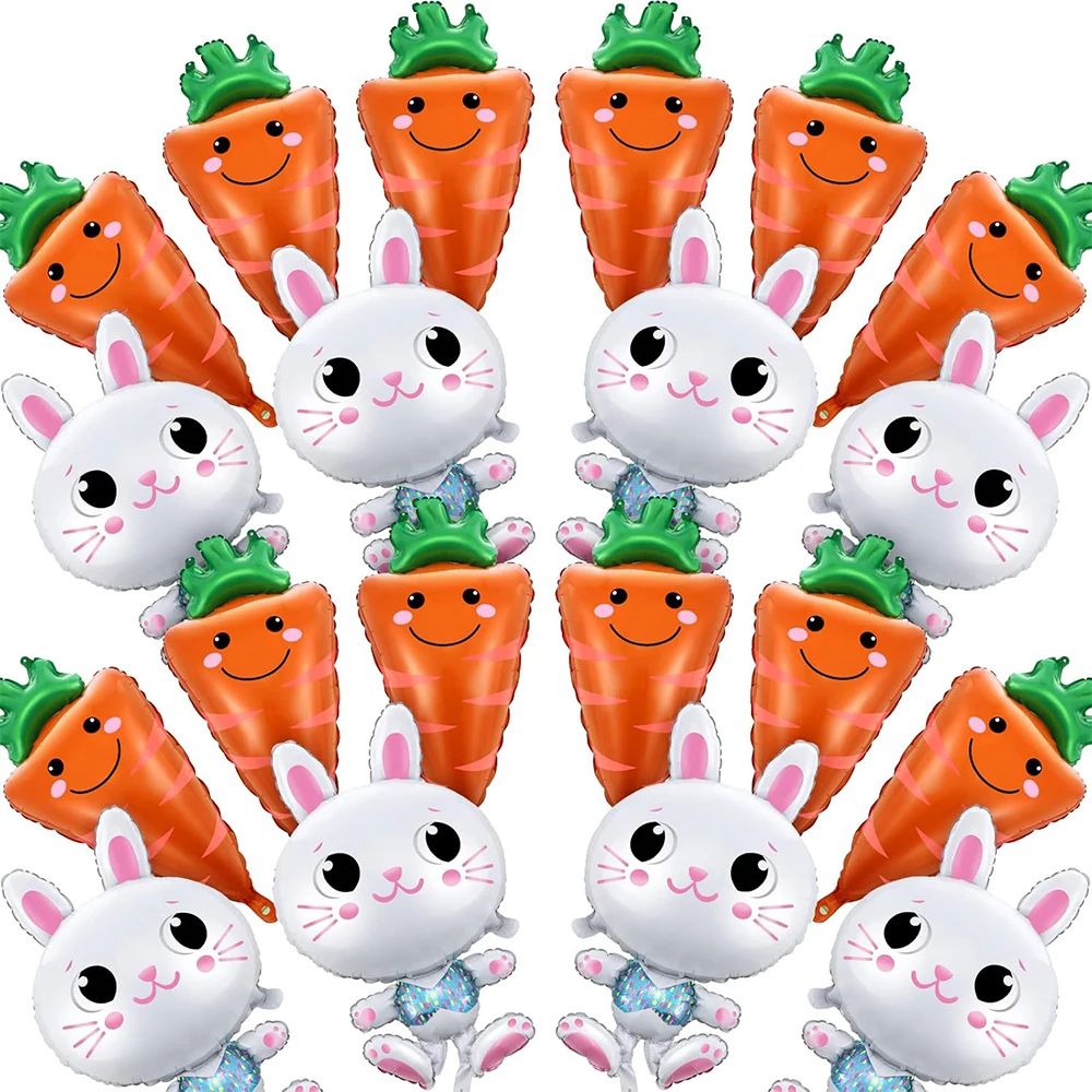 Happy Easter Decoration Foil Rabbit Balloon Cartoon Carrot C