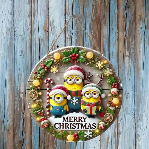 1PC Christmas Minions Themed Wooden Sign Decoration for Home