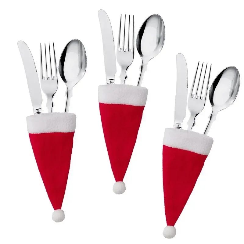 5/10pcs Merry Christmas Christmas Tableware Bag Holder Chris