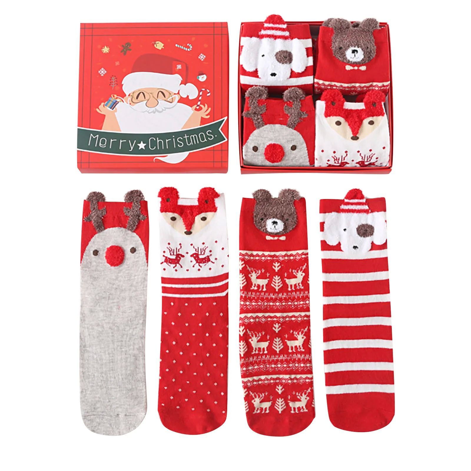 Fashion Christmas Cartoon Cute Socks Gift Box Mid Tube Wnter