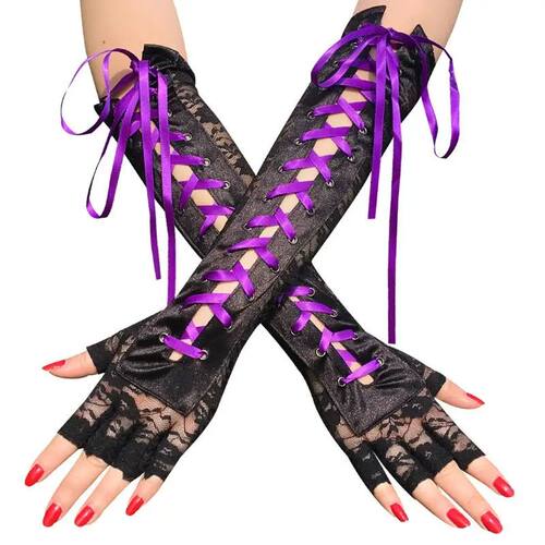 Fashion Girls Fingerless Fishnet Party Gothic Lolita Ribbon