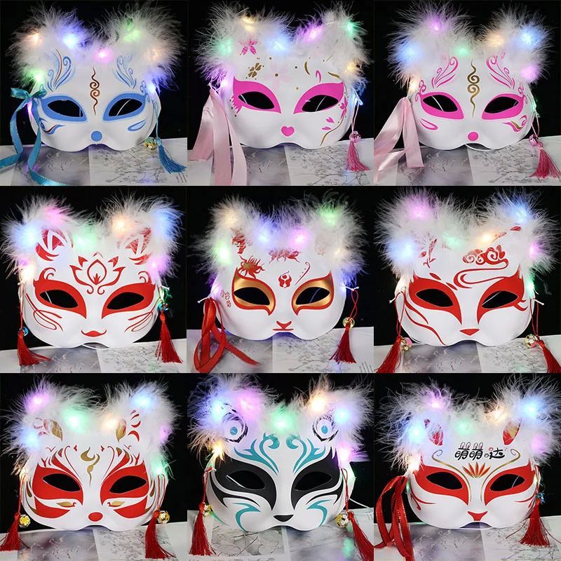 Luminous Led Mask Japanese Foxes Mask Rave Costume Anime Hal