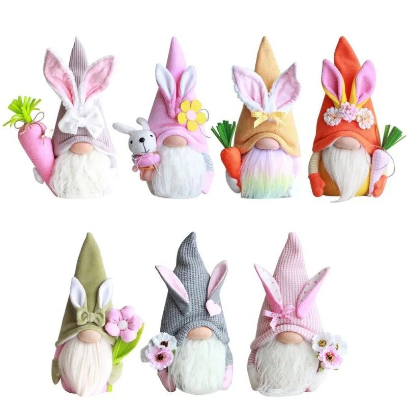 Easter Faceless Gnome Rabbit Doll Handmade Dwarf Doll Home D