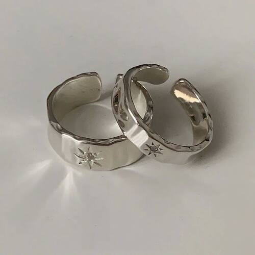 Sterling Sliver Star Rings Y2K Couple Zircon Star Open Ring
