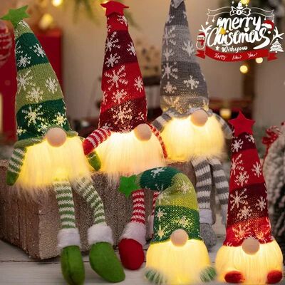 Cute Glowing Gnome Christmas Faceless Doll Swedish Hat Lepre