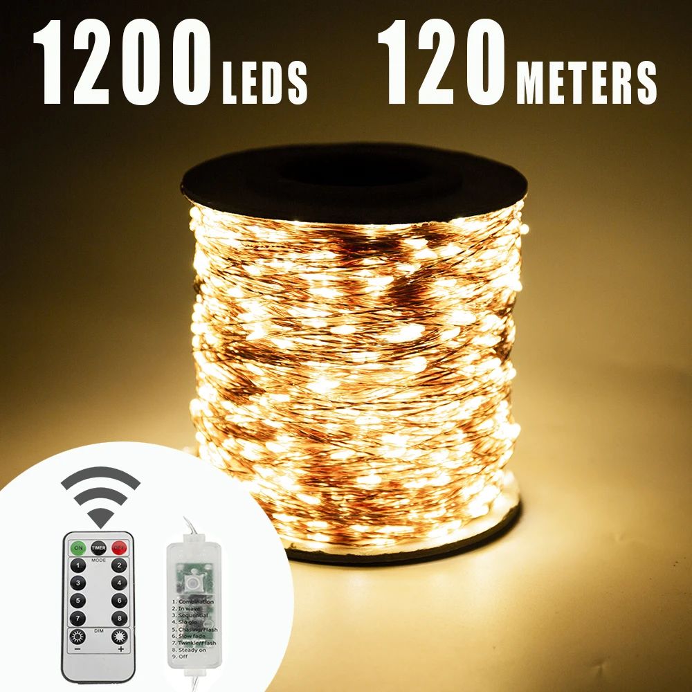 120M 1200 LED String Fairy Lights Christmas PlugInfor Outdoo