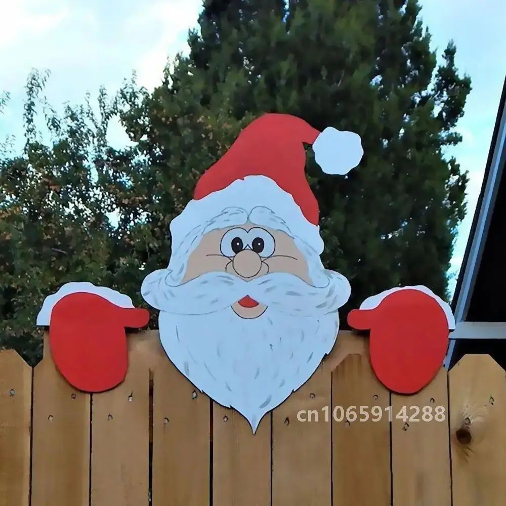 1SET Christmas Fence Decoration Santa Clause Snowman Reindee