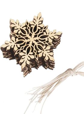 10pcs Christmas DIY Assorted Wooden Snowflake Cutouts Craft
