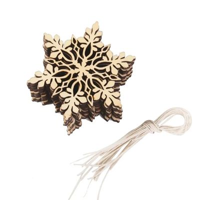 10pcs Christmas DIY Assorted Wooden Snowflake Cutouts Craft