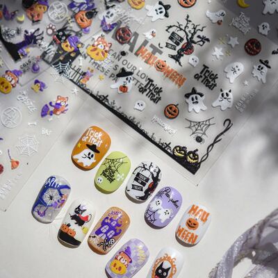 Cute Scary Witchy Black Cat Haunted House Cobweb Bats Pumpki