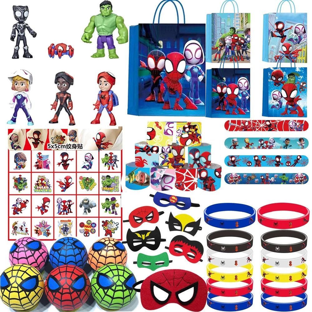 Spiderman Party Toys Favors Slap Bracelet Stickers Masks Hon