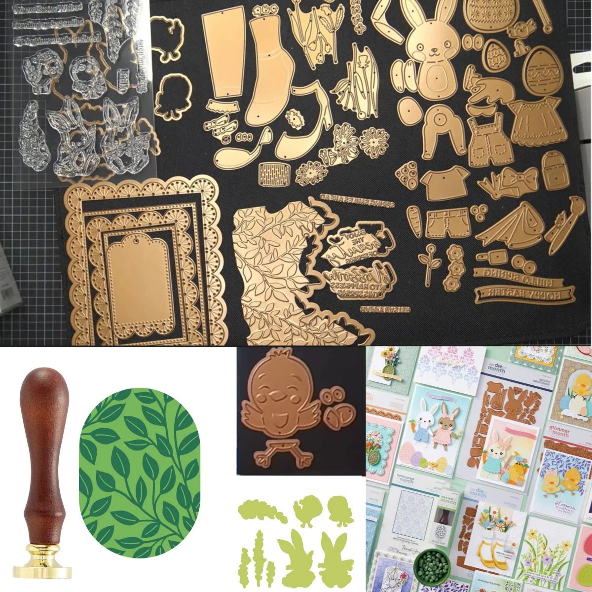 New Easter Bunnies Chicken Cutting Dies Stamps Hot foil Flow