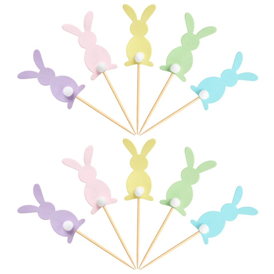 10pcs Rabbit Cake Toppers Easter Rabbit Shape for Kids Boy G