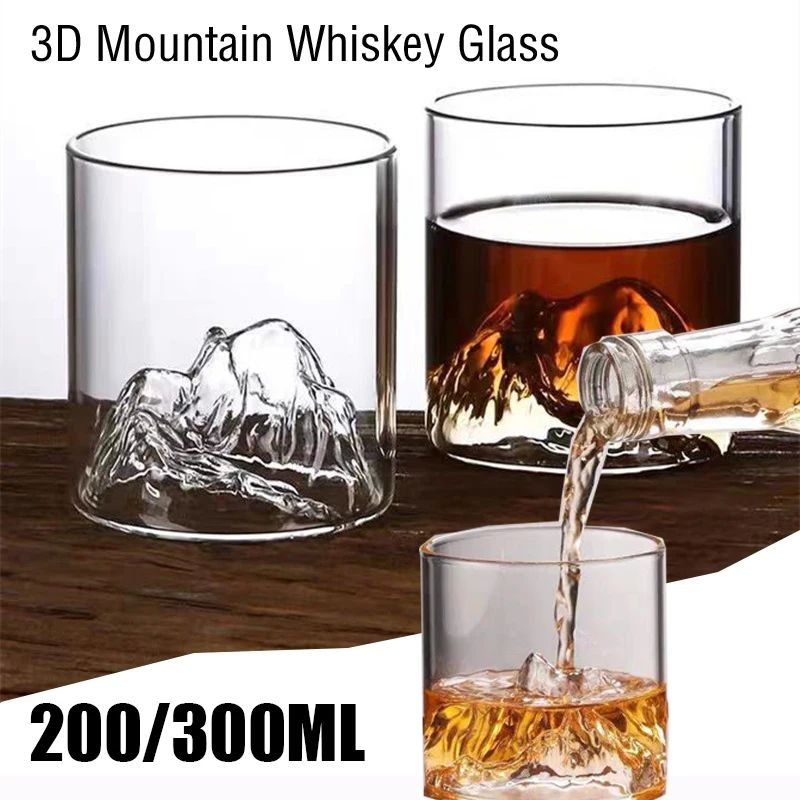 200/300/350ML 3D Mountain Whiskey Glass,Transparent Multipur图片