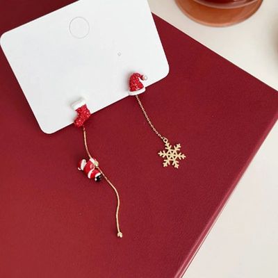 Moving Santa Claus Tassel Earrings For Women Snowflake Chris