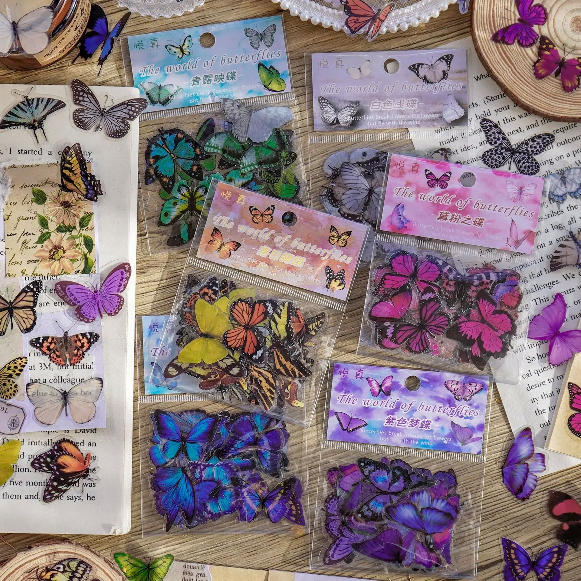 40pcs/pack Butterfly Series Stickers Art Collage Junk DIY Sc