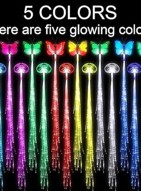 5pcs Led Glow Butterfly Hair Clips Led Light Fiber Optic Hai