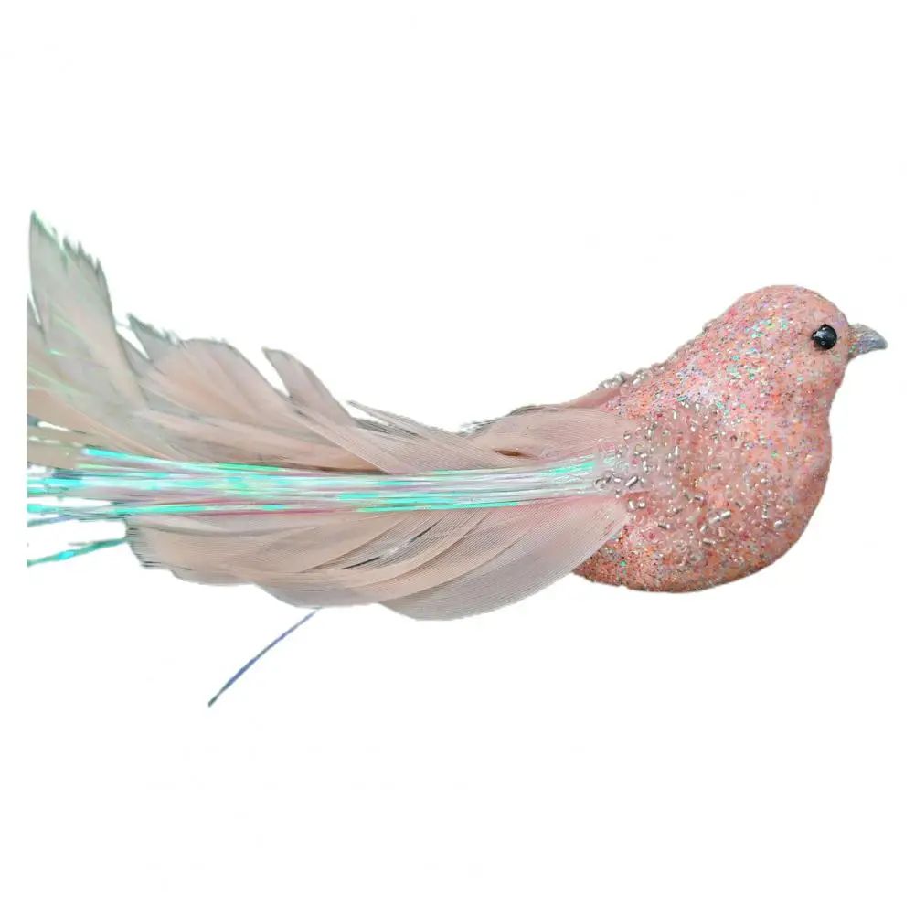 Sparkling Robin Bird Decoration Glitter Feather Bird Ornamen